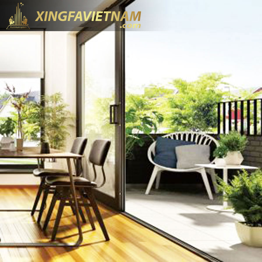 Cửa đi 2 cánh mở trượt nhôm Xingfa cầu cách nhiệt hệ 126 đẳng cấp Châu Âu