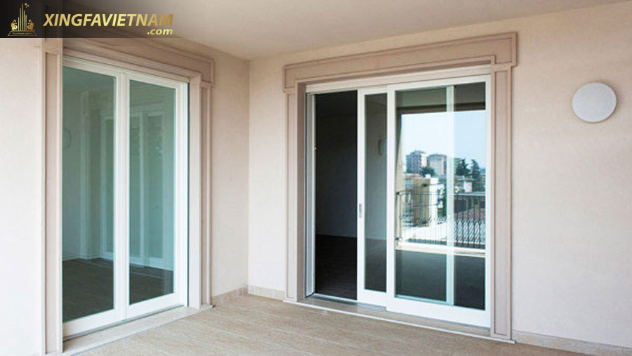 Cửa đi 2 cánh mở trượt nhôm Xingfa không cầu cách nhiệt hệ 95 đẳng cấp Châu Âu