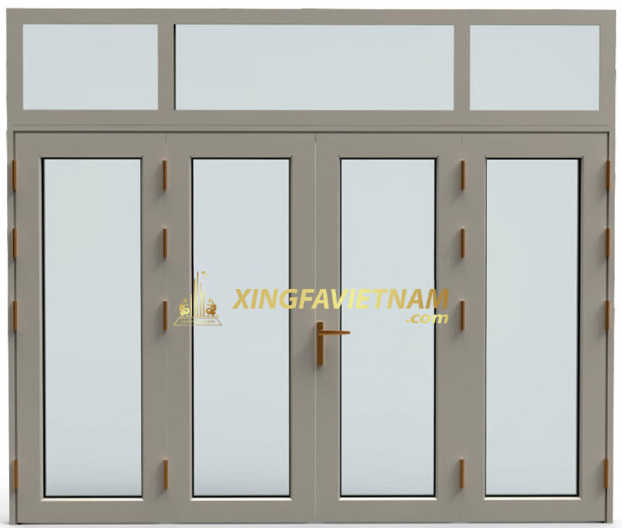Cửa đi 4 cánh mở quay ghép fix rời nhôm Xingfa Anodise Hệ 65 Plus
