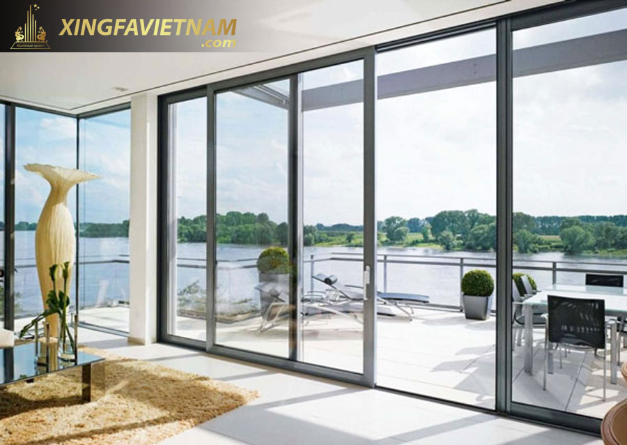 Cửa đi 4 cánh mở trượt/nâng nhôm Xingfa không cầu cách nhiệt hệ 95 đẳng cấp Châu Âu