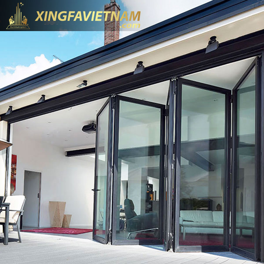 Cửa đi 5 cánh mở xếp gấp Nhôm Xingfa Việt Nam Hệ 63