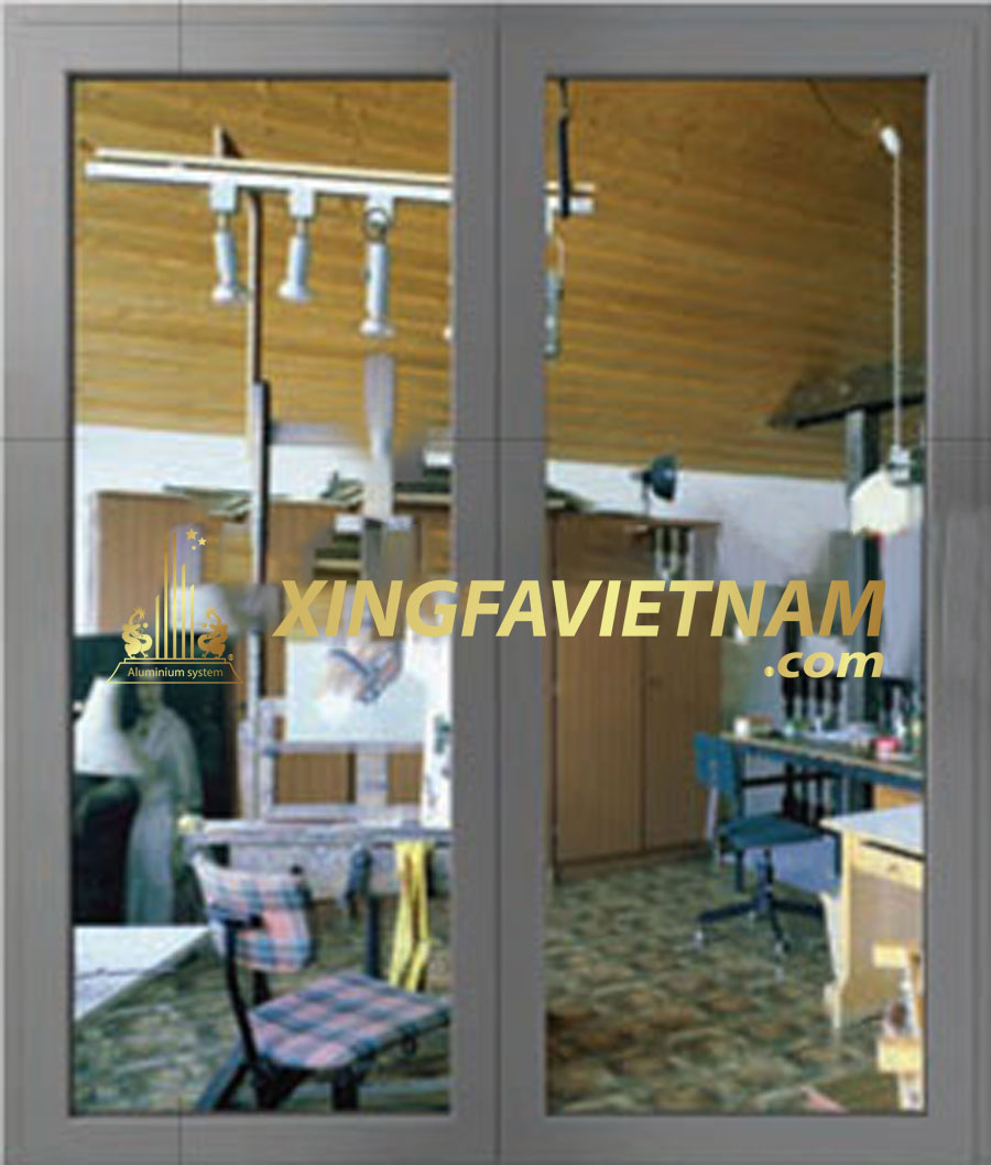 Cửa đi mở quay có cầu nhôm Xingfa rãnh C-DP56D2 nhập khẩu Châu Âu Hệ 56
