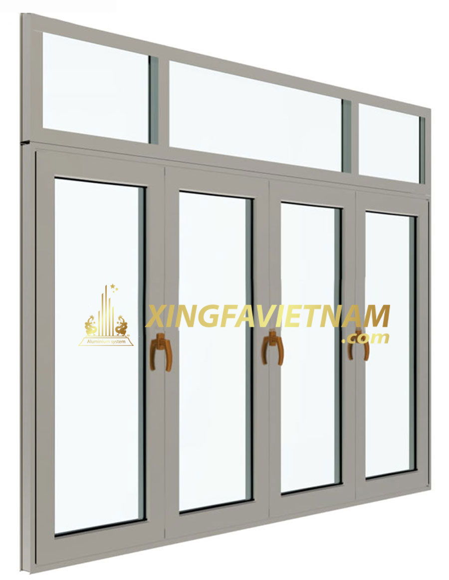 Cửa sổ 4 cánh mở quay ghép fix rời nhôm Xingfa Anodise Hệ 58