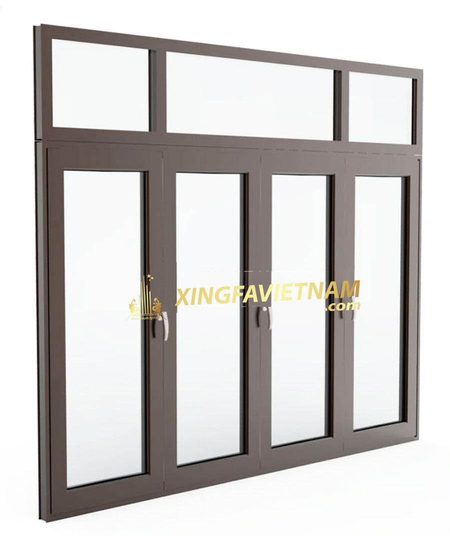 Cửa sổ 4 cánh mở quay ghép fix rời nhôm Xingfa Anodise Hệ 65