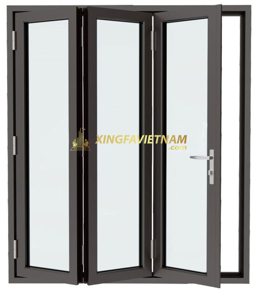 Cửa đi 3 cánh mở xếp trượt Nhôm Xingfa Anodise Hệ 80