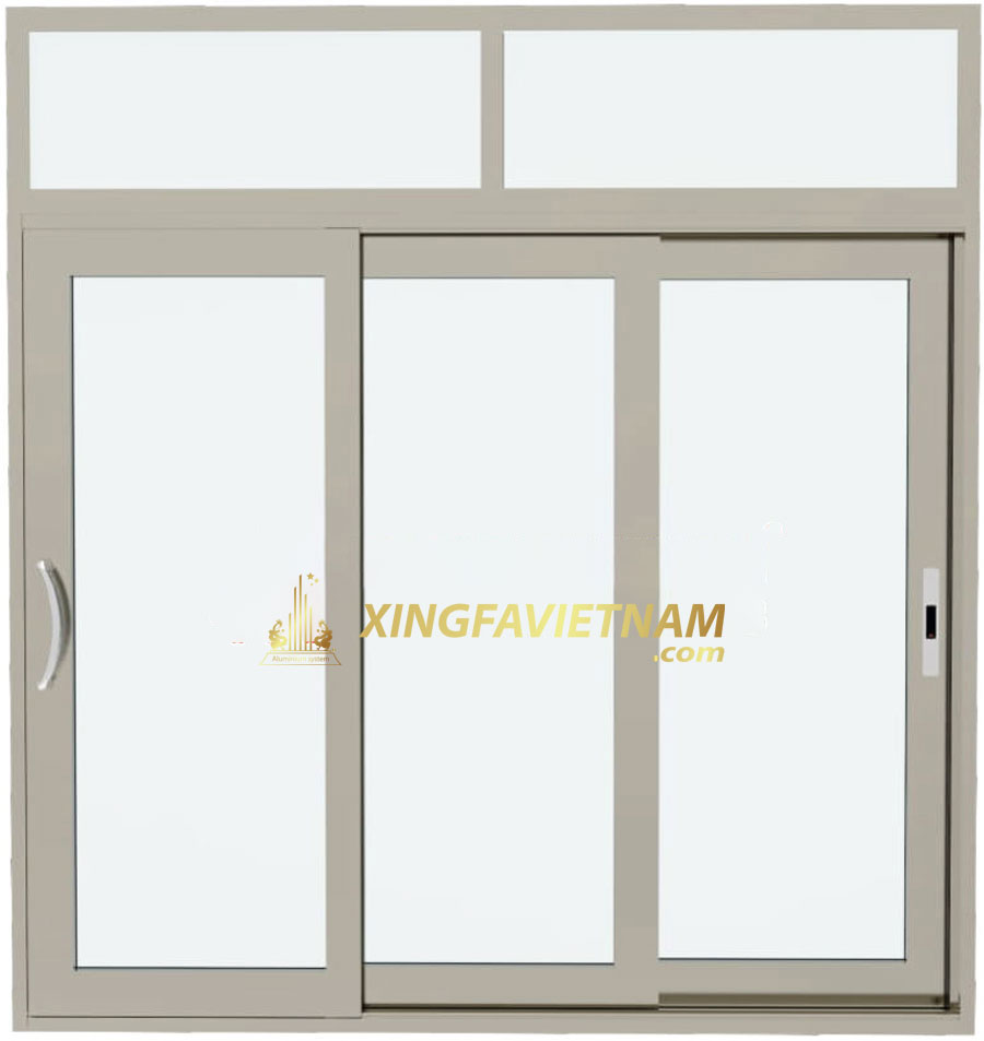 Cửa đi 3 cánh nhỏ mở trượt 3 ray Nhôm Xingfa Anodise Hệ 115