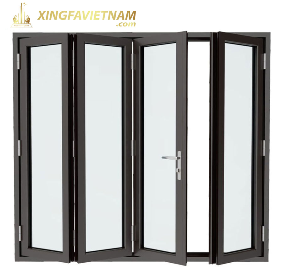 Cửa đi 4 cánh mở xếp trượt Nhôm Xingfa Anodise Hệ 80
