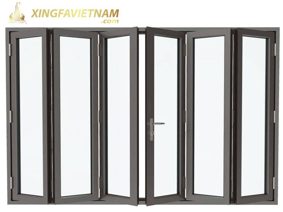 Cửa đi 6 cánh mở xếp trượt Nhôm Xingfa Anodise Hệ 80