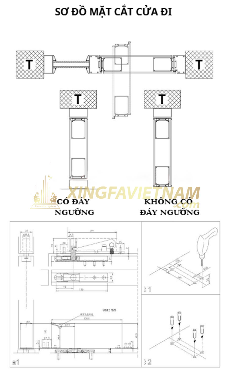 Sơ đồ mặt cắt cửa đi 