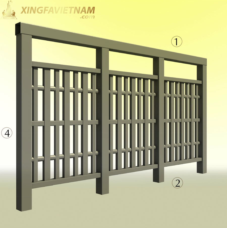 Hàng rào trụ – song nhôm Xingfa