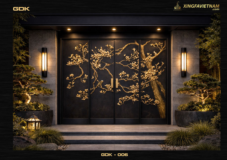 Cửa Cổng Hợp Kim Nhôm Điêu Khắc GĐK-006