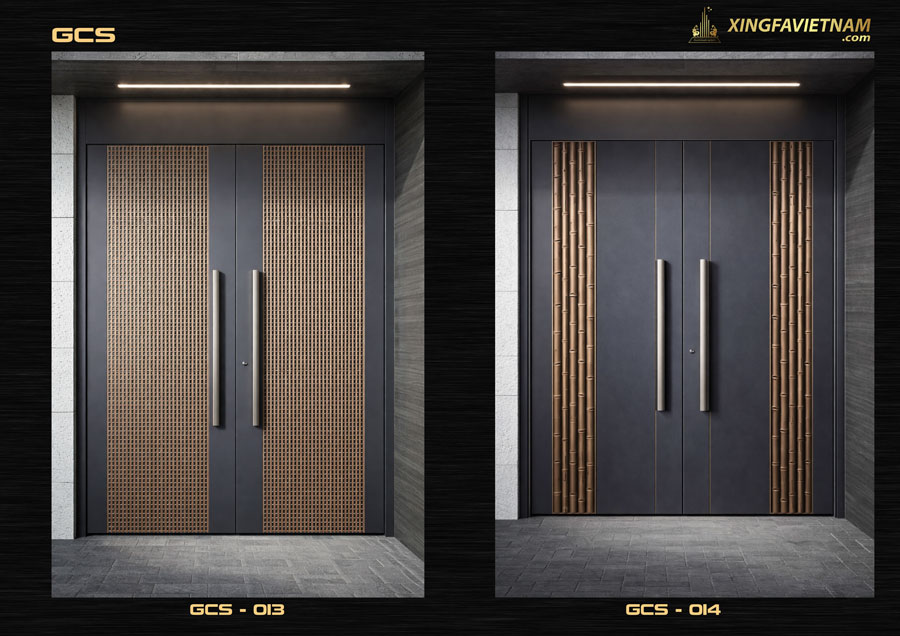 Cửa Sảnh Tân Cổ Điển Điêu Khắc Hiện Đại GCS-013 & GCS-014