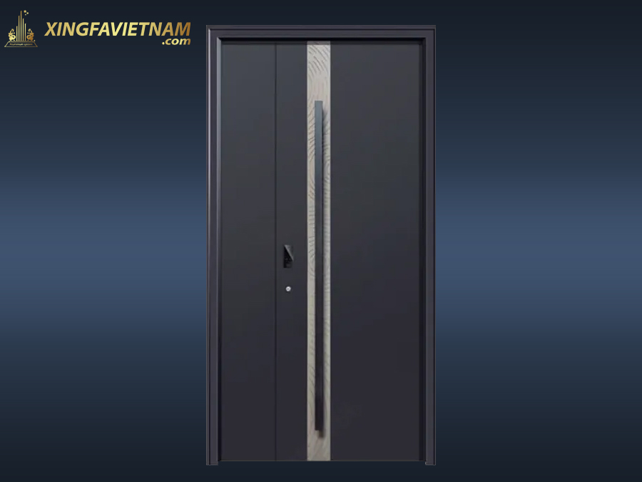 Cửa chính biệt thự cao cấp GJ082 Xám Anthracite Tay Cầm Dài