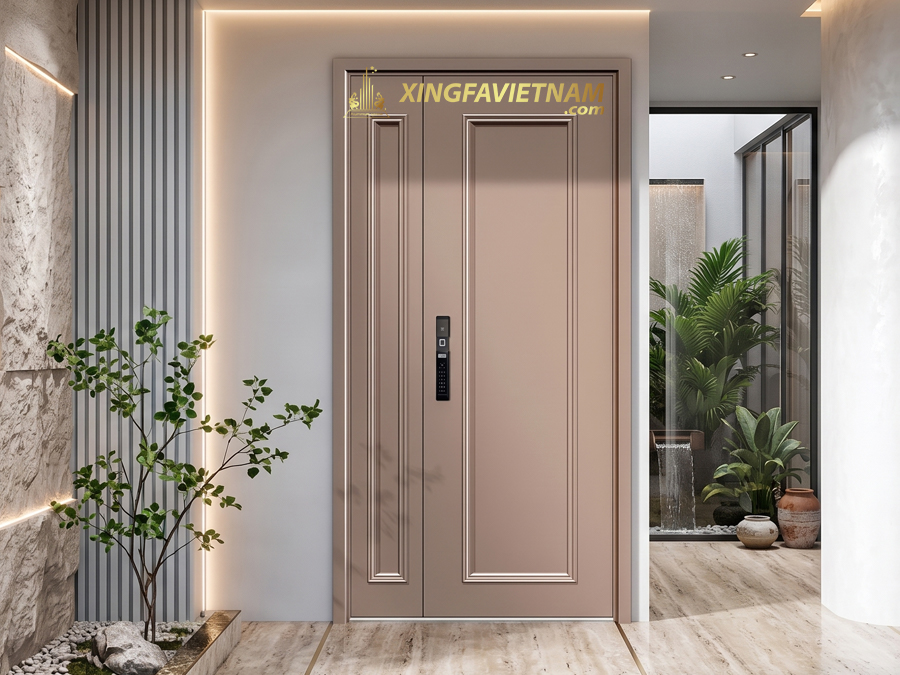 Cửa Biệt Thự Cao Cấp GJ-103 Sắc Vàng Hồng Khói