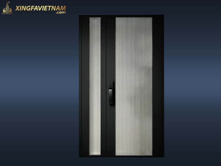 Cửa Chính Biệt Thự Kính Sọc Nghệ Thuật GJ-028