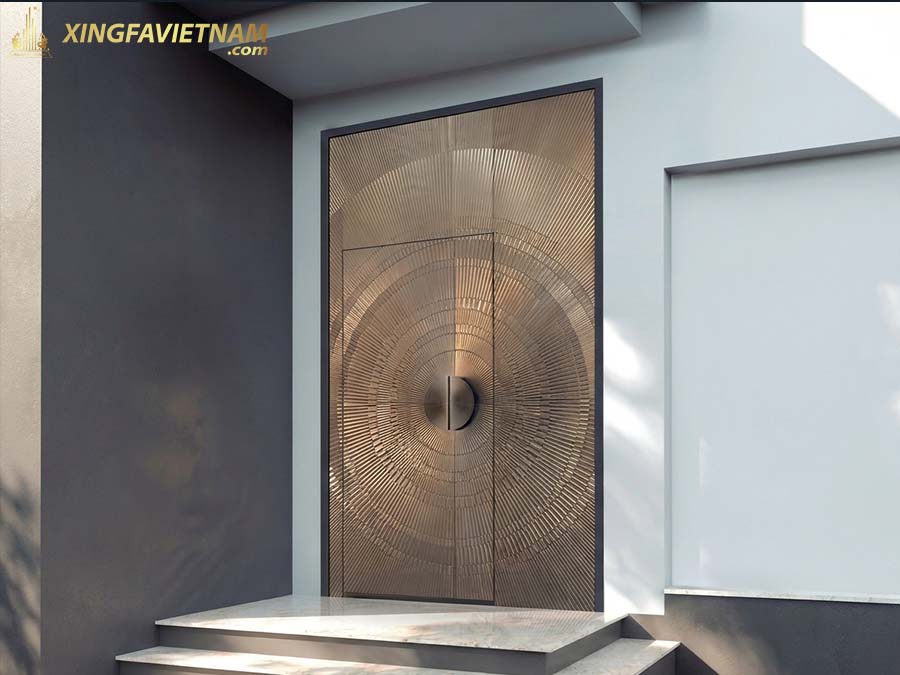 Cửa Chính Biệt Thự Kính Giấu Viền Tối Giản GJ-037