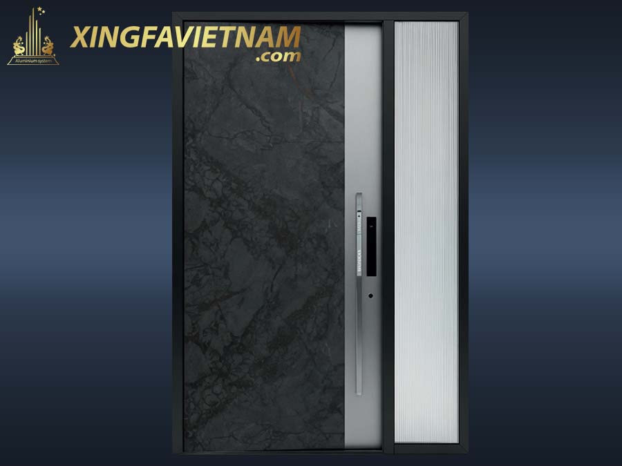 Cửa Chính Biệt Thự Vân Đá Marble Đen GJ-006